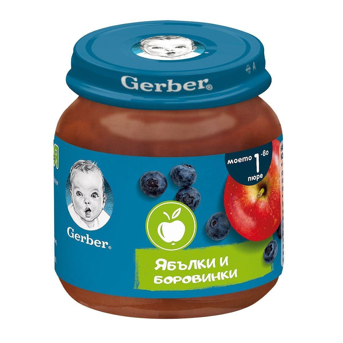 ПЮРЕ ГЕРБЕР ЯБЪЛКИ И БОРОВИНКИ 5+м. 125гр