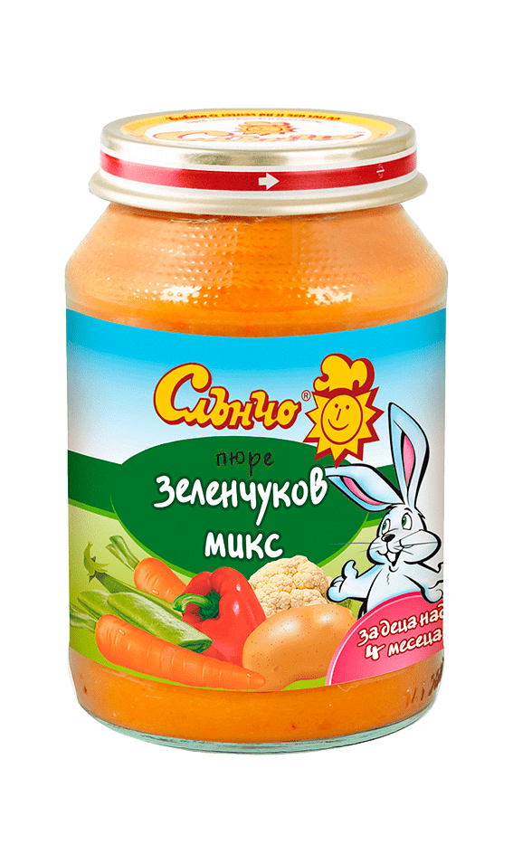 ПЮРЕ СЛЪНЧО ЗЕЛ. МИКС 4+м. 190гр.