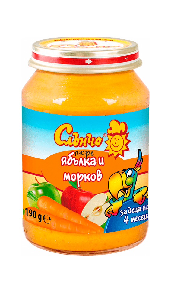 ПЮРЕ СЛЪНЧО ЯБЪЛКА И МОРКОВ 4+м. 190гр.
