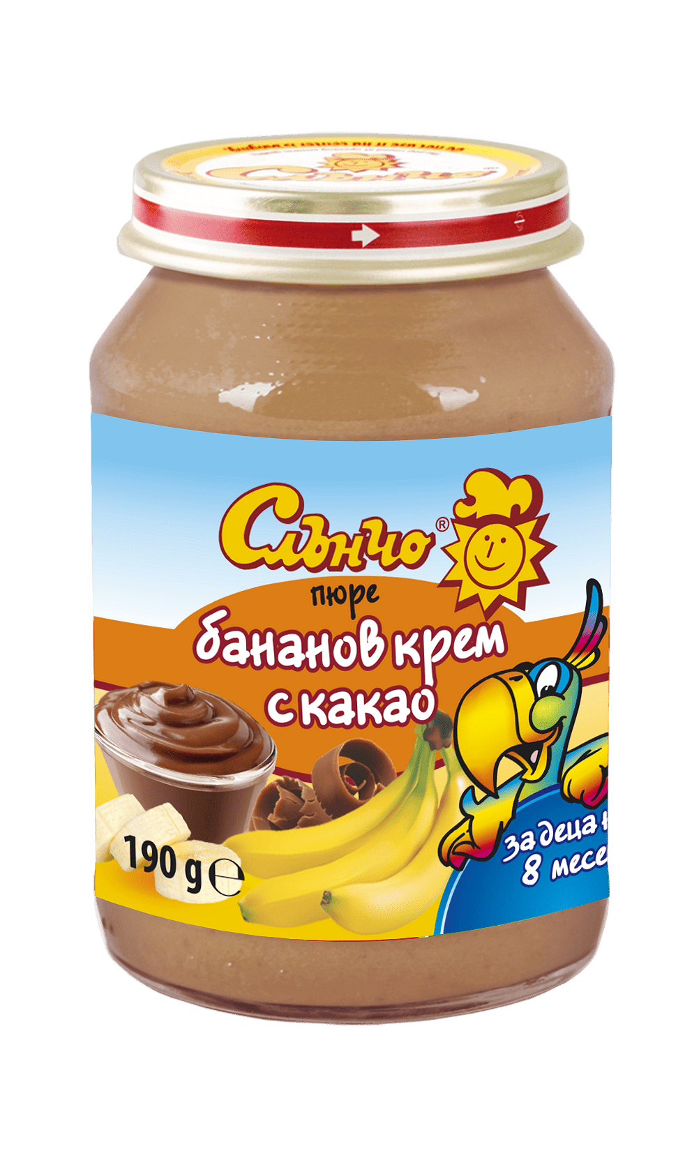 ПЮРЕ СЛЪНЧО БАНАНОВ КРЕМ С КАКАО 8+м. 190гр