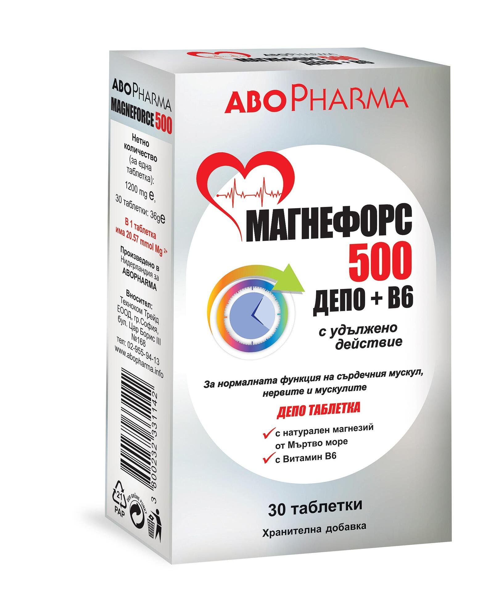 АБО МАГНЕФОРС ДЕПО МАГН+B6 тб. 500мг х30