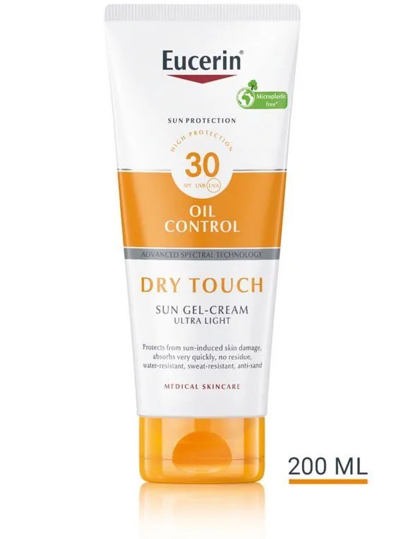 ЕУСЕРИН СЛЪНЦЕЗАЩИТЕН ГЕЛ-КРЕМ DRYTOUCH SPF30+200мл