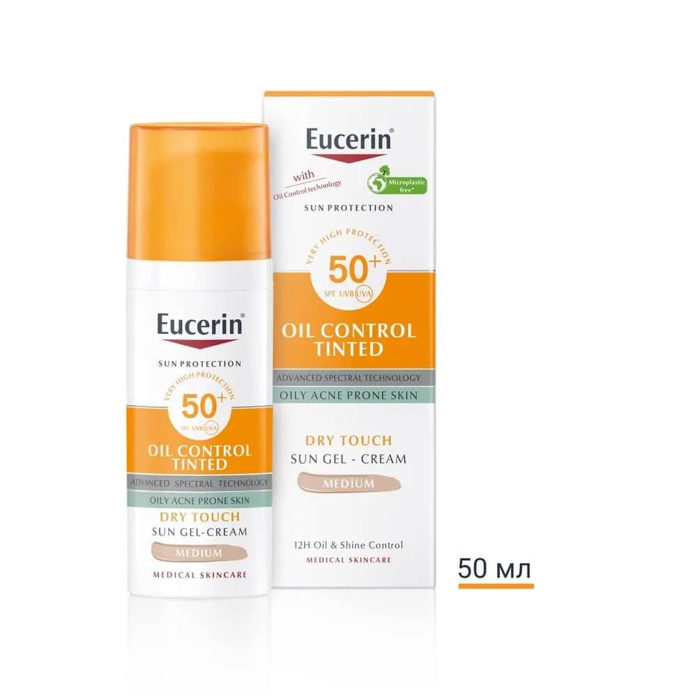 ЕУСЕРИН СЛЪНЦЕЗАЩИТЕН ГЕЛ-КРЕМ ОЙЛ КОНТРОЛ SPF50+ ТЪМЕН ЦВЯТ 50мл