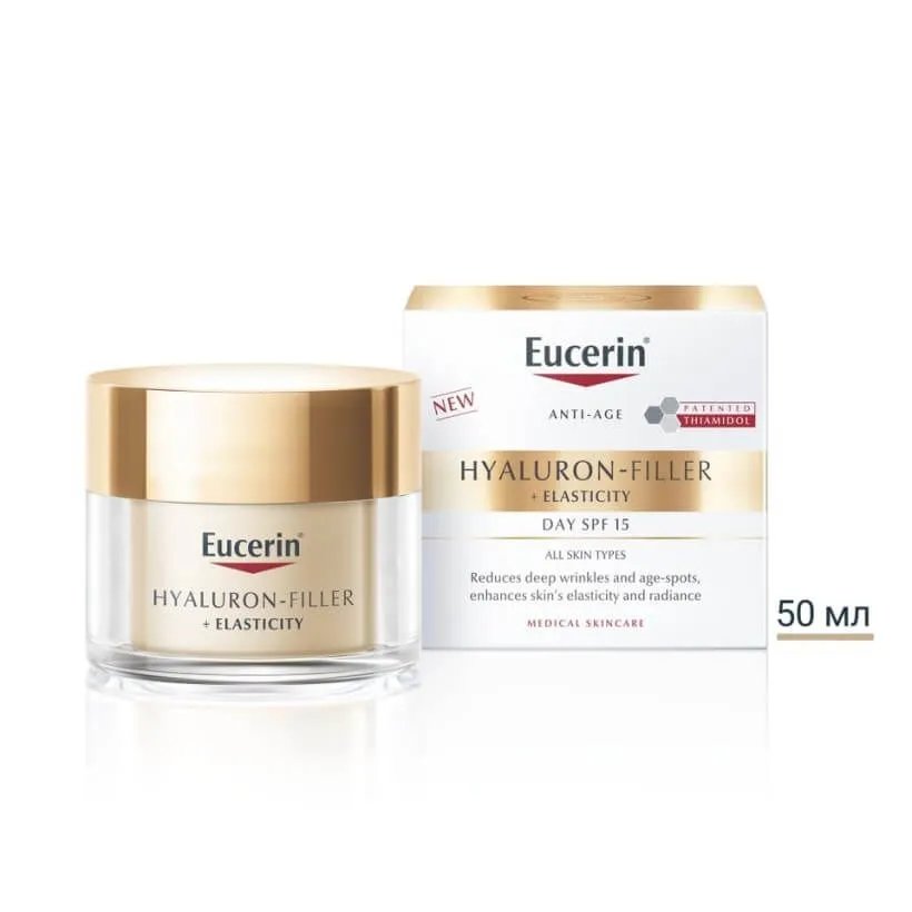 ЕУСЕРИН HYALURON FILLER + ELASTICITY ДНЕВЕН КРЕМ SPF15 50мл